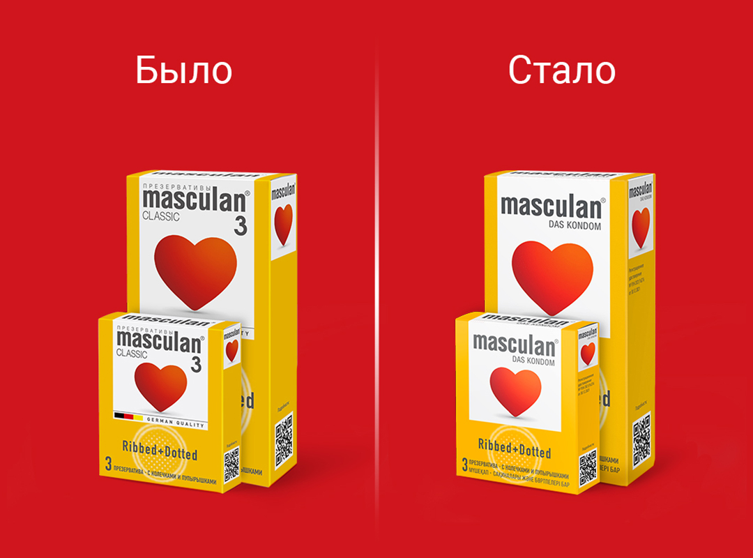 сравнение дизайна упаковки masculan Ribbed + Dotted